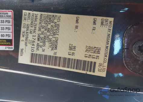 2010 Nissan Altima 2.5 S из США, поврежденный, VIN 1N4AL2EP4AC176410